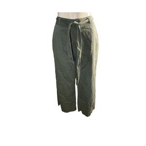 Olive Green-Wide Leg Trouser Pants by Vanilla Sky
